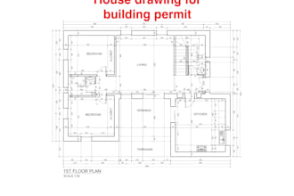 draw house drawing with scale for building permit in autocad