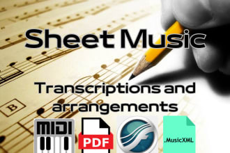 transcribe or arrange music to PDF, midi, finale, musicxml