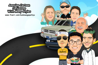 draw cute and funny cartoon caricature potrait