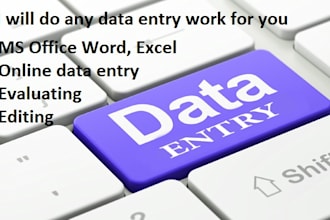 do any kind of data entry work for 4 hours