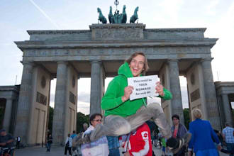 take a crazy photo of your message or URL in front of Berlins most famous attraction