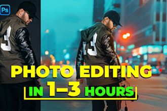 do photoshop work, photo editing, color change, face swap, object remove in 3h
