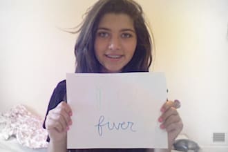 take a picture of me holding your logo/slogan
