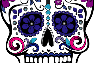 sugar skull, tshirt design or skull tattoo by illustration