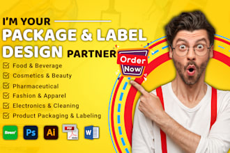 design packaging, label, pouch, cosmetic, supplement or box packaging