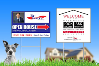 design yard sign, roll up banner, billboard, sign board and signage