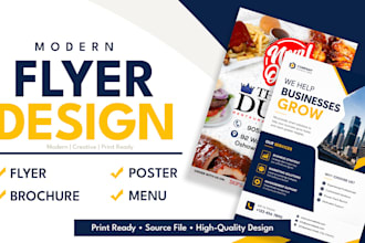 design a modern flyer, brochure, poster and restaurant menu
