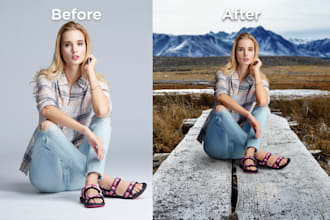do model image retouching and background replacement