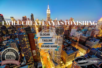 create 10 awesome business names, catchy slogans, and domain checks