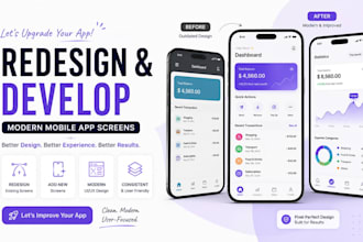 redesign your mobile app screens and add new screens