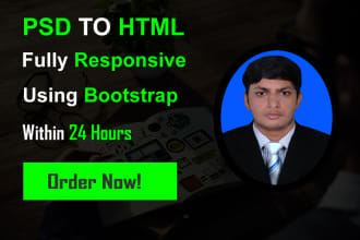convert psd to html responisve in 24 hours