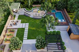 3d patio backyard landscape design