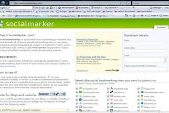 register to all working accounts associated with socialmarker, socialposter and submit your content