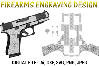 custom firearm laser engraving design ai8 svg dxf files