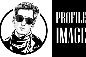 draw a unique black and white profile image