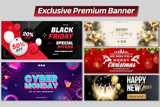 do custom black friday, cyber monday and new year sale banners