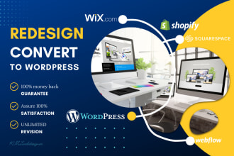 redesign, convert wix, squarespace to wordpress