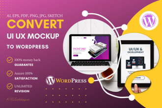 convert canva mockup PSD, figma, sketch to wordpress website