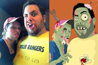 draw you as a hilarious fun cartoony zombie
