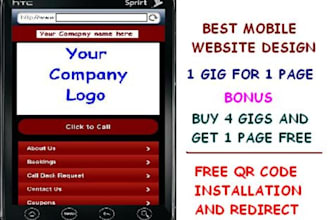 design best MOBILE website with  free installation, qr code, redirect script
