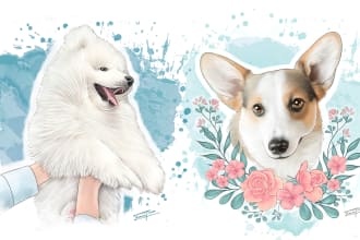 draw a beautiful portrait of your pet, cat,dog