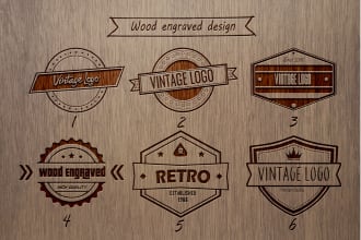 make you a vinatge logo with a wood engraved effect