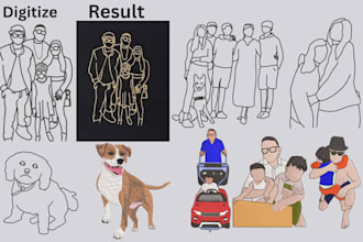 do embroidery design, pets digitize live image or outline dst pes jef emb asap