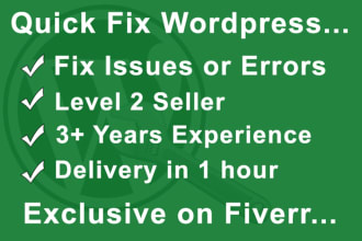 fix wordpress issues, problems or errors in 1 hour