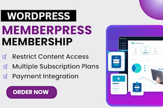 create wordpress membership website or subscription website with memberpress