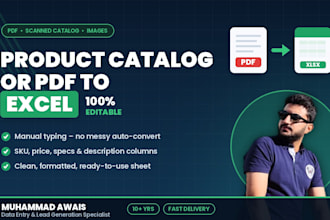 transcribe the product catalog or PDF into editable excel