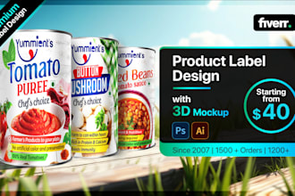design cosmetic labels and food product labels with premium packaging and mockup