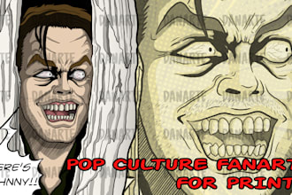 draw a pop culture fanart in comic style to print on tshirts
