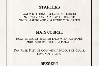 design eye catching restaurant menu, food menu or flyer menu