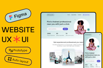 design responsive figma website, ui ux mockup,  figma mobile app
