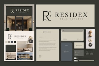 do minimalist realtor real estate logo, branding, brand kit or brand style guide