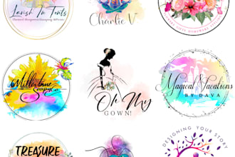 do beautiful  watercolor feminine logo
