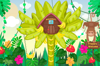 create vector illustration in cartoon or flat style