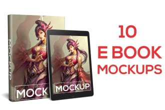 create 10 3d ebook  mockups