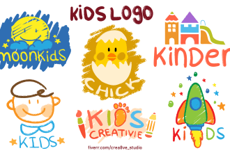 create a playful hand drawn children logo with crayon effect