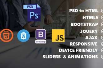 convert psd to HTML using html5, css3, jquery