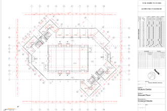 do an architectural drawing plan for a concrete building