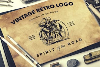 create 3 vintage logo or vintage retro design