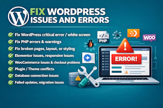 fix wordpress errors, bugs and critical issues fast