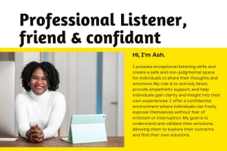 listen and provide relationship and personal growth advice