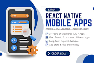 develop a react native mobile app for android and ios