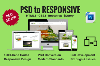 convert psd html using html5 css3 bootstrap javascript