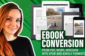 do ebook conversion from PDF, word, indesign into epub and kindle formats