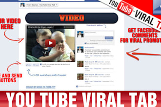 make a custom viral YouTube video tab for Facebook fan page, with comments and like button