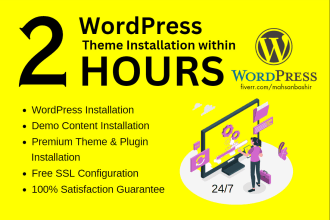 install wordpress theme and setup exactly like demo in 2 hrs