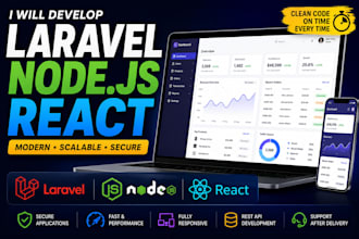 develop web app in laravel, react, node js, react, next js